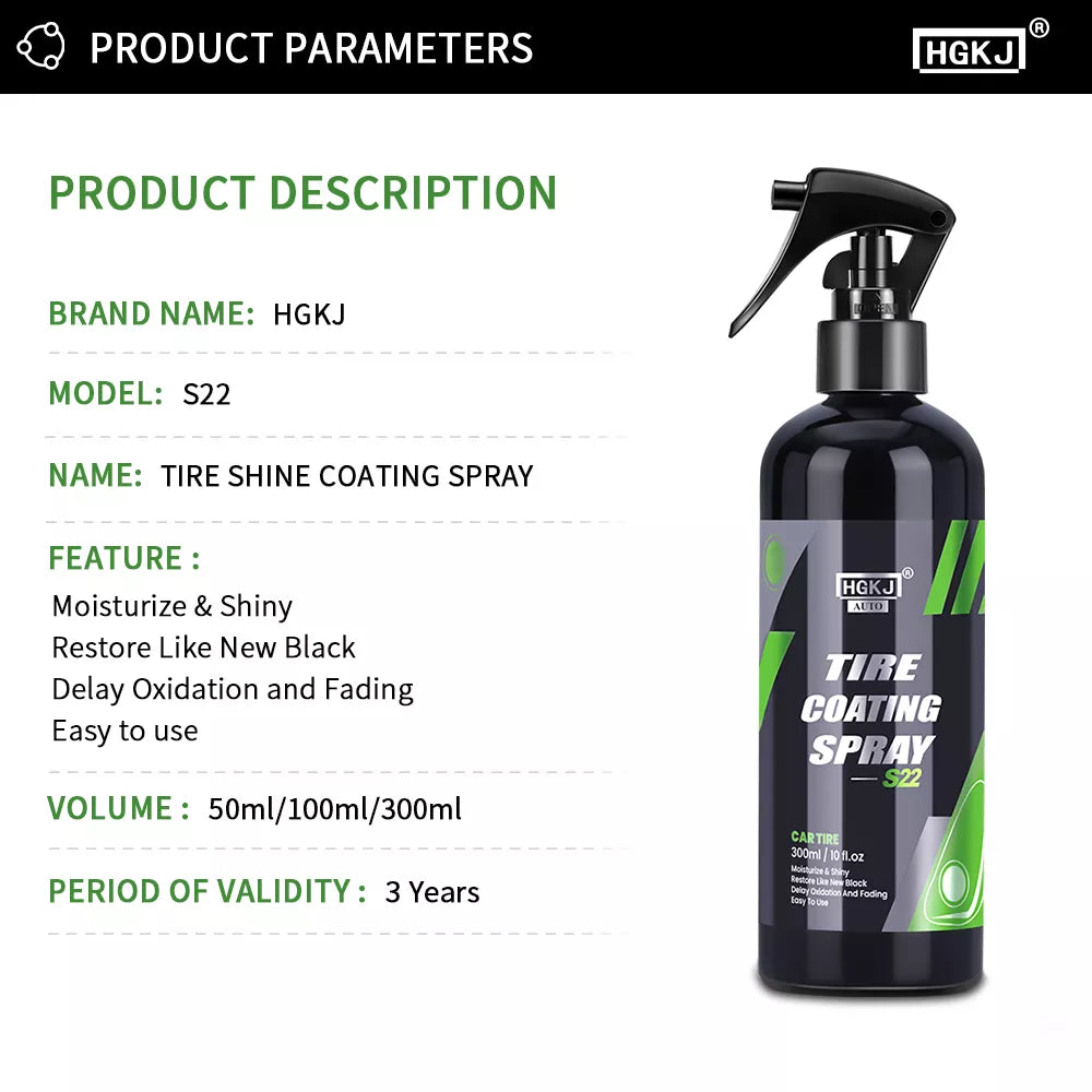 Tire Shine Coatings Long Lasting Tyre High Gloss Easy Application