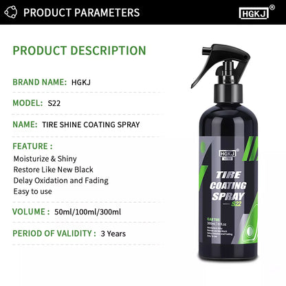 Tire Shine Coatings Long Lasting Tyre High Gloss Easy Application