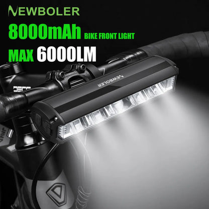 NEWBOLER éclairage de vélo avant vélo lumière 8000mAh lampe de poche étanche USB